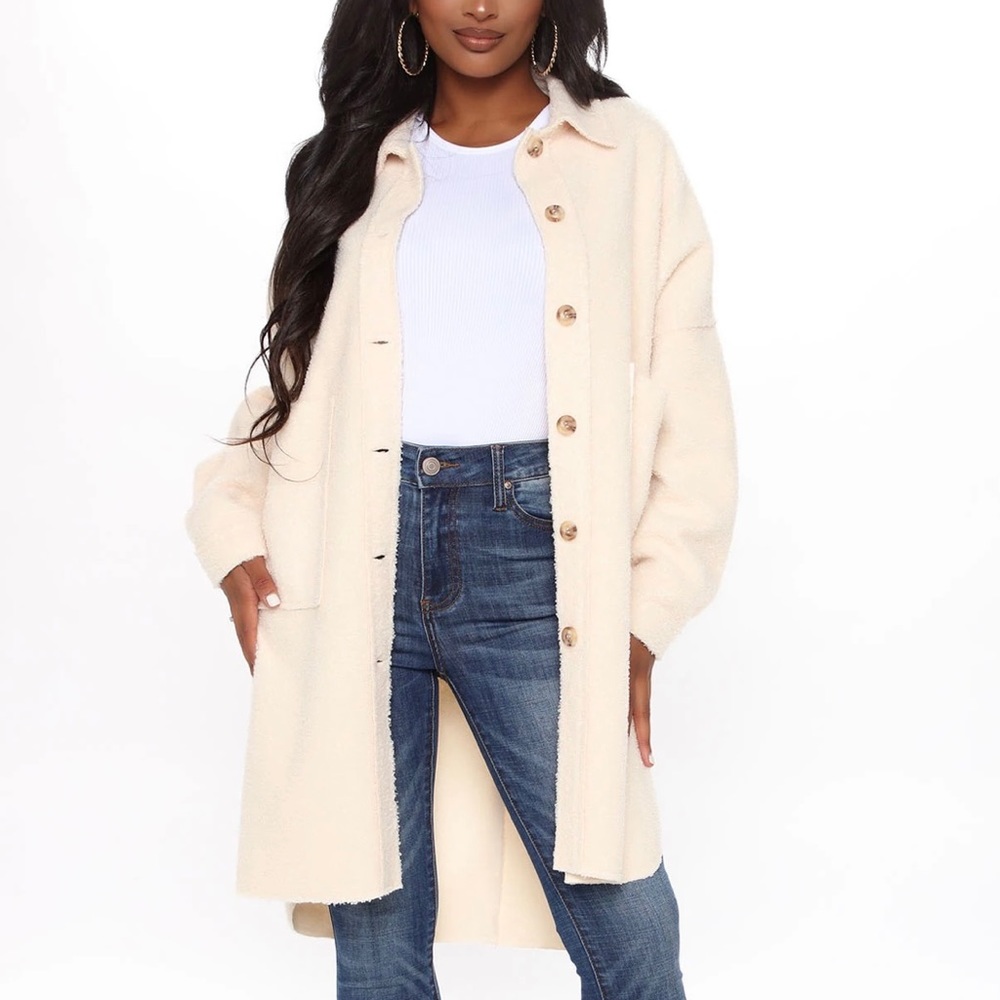 Fashion Nova Ivory Set The Trend Coat Jacket - XS